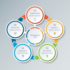 Wall Mural - infographic circle with 5 options, parts. 5-step vector template for business infographics. process 