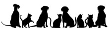 Cats And Dogs Sitting Silhouette Isolated Vector