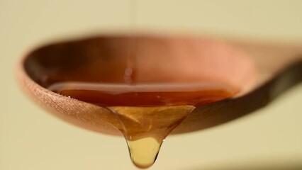 Wall Mural - honey pouring , honeycomb close up ,sweet food breakfast