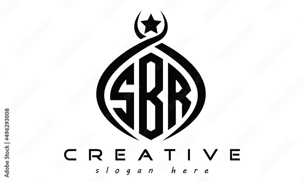 SBR three letters monogram curved oval initial logo design, geometric ...