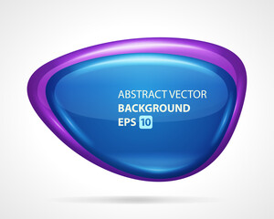 Wall Mural - abstract liquid lens vector background. blue geometric shape with purple stroke and shiny surface. c