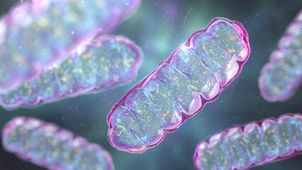 Sticker - Mitochondria, a membrane-enclosed cellular organelles, which produce energy