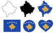 kosovo map flag icon set isolated on white background