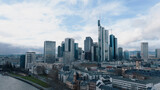 Fototapeta Na sufit - Aerial view: business center skyscraper in the center of Frankfurt