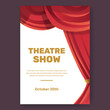 © liya - Theatre show poster concept with red velvet drapery curtain elegant with white background
