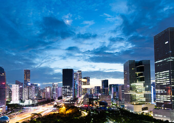  Office buildings in the city at dusk