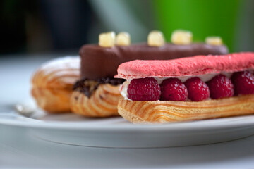 Cakes on a white plate