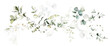 Set watercolor arrangements with garden herbs. collection pink flowers, leaves, branches. Botanic illustration isolated on white background.