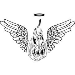 Chicken with Wings and Halo Vector
