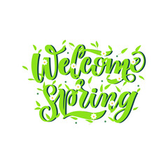 Wall Mural - welcome spring lettering.