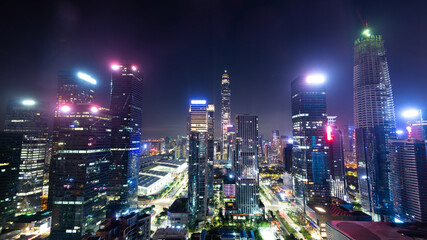 Wall Mural - Modern office buildings in the city at night