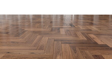 Herringbone Parquet. Wooden Floor On White Background. For Montage Or Display Products