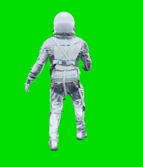 Wall Mural - Astronaut isolated on green background
