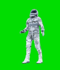 Wall Mural - Astronaut isolated on green background