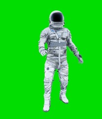 Wall Mural - Astronaut isolated on green background