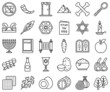 Passover related line icon set, vector illustration