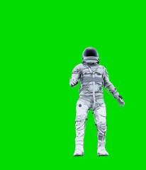 Wall Mural - Astronaut isolated on green background