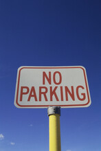 Low Angle View Of A No Parking Sign