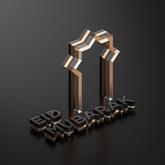 Poster - Eid Mubarak modern Islamic greetings isometric glass decoration on black gold background 3d render