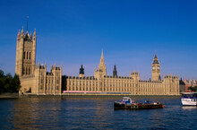 Government Building On The Waterfront, Big Ben, Houses Of Parliament, London, England