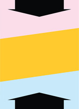 Poster. Vertical Poster With Copy Space And Arrows. Pink, Yellow And Blue.
