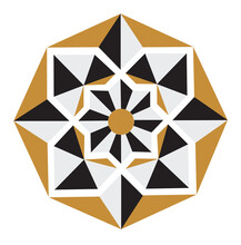 Star Power. Geometrical Black, Brown And Gray Mandala Illustration. 