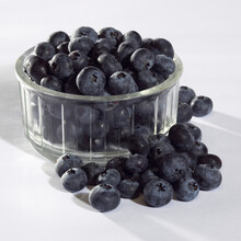 High Angle View Of Blueberries In A Bowl