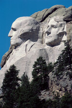George Washington And Thomas Jefferson Carved On A Mountain, Mount Rushmore National Memorial, South Dakota, USA