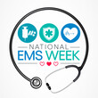 National Emergency medical services week observed each year in May to appreciate the contributions of EMS practitioners in safeguarding the health, safety and wellbeing of their communities. vector