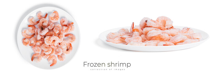 Wall Mural - Frozen shrimp isolated on a white background.