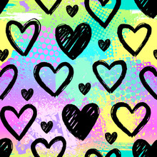 Bright Pattern With Hearts. Texture Background. Wallpaper For Teenager Girls. Fashion Style