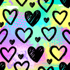 Bright pattern with hearts. Texture background. Wallpaper for teenager girls. Fashion style