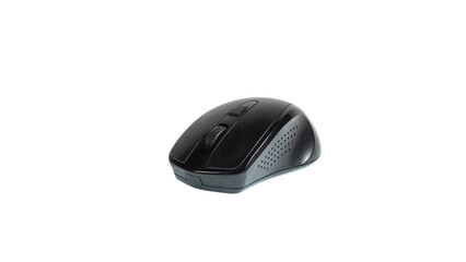 wireless mouse for a computer on a white background. black computer mouse