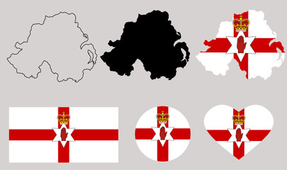 Wall Mural - northern ireland map flag icon set