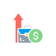 Sticker - Vector income increase, investment, business success white line icon.