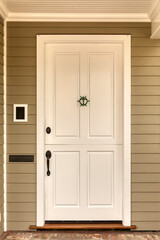 Wall Mural - Front door, white front door with a door knocker.