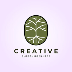 Poster - Nature tree line art emblem logo vector icon design