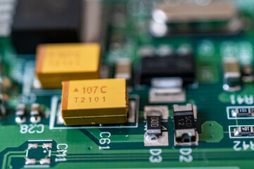 close up of computer circuit board