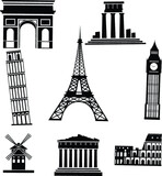 Fototapeta Big Ben - landmark-concept-poster-print- travel | eiffel tower silhouette