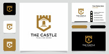 Vector Illustration Of Castle Logo Design Emblem, Palace, Fortress And Business Card Design Template