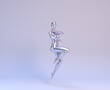 © Galactic Nikita - Metallic glossy plastic naked woman in elegant aesthetic pose - 3d illustration of a surreal technological artificial woman