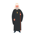 Orthodox patriarch, christian leader character vector illustration. Cartoon old man with beard, adult person in priest traditional robe isolated on white. Priesthood, religion, worship concept