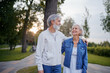© luengo_ua - Senior family couple walking together at summer park.