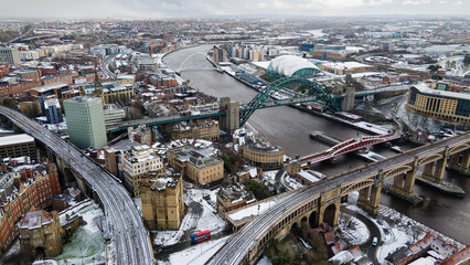 Wall Mural - Snow-covered Newcastle upon Tyne