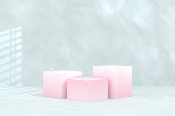 Aufkleber - Natural beauty podium backdrop with concrete wall for cosmetic product display.