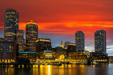 Fototapeta  - Boston cityscape at night