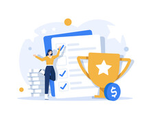 Successful Completion Of Business Tasks,flat Design Icon Vector Illustration