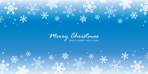 Wall Mural - bright banner christmas card with snowflake border