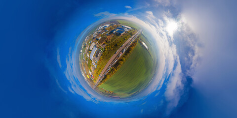 Wall Mural - little planet traffic jam aerial