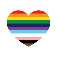 LGBTQ Pride Heart. Heart Shape With LGBT Progress Pride Rainbow Flag Pattern